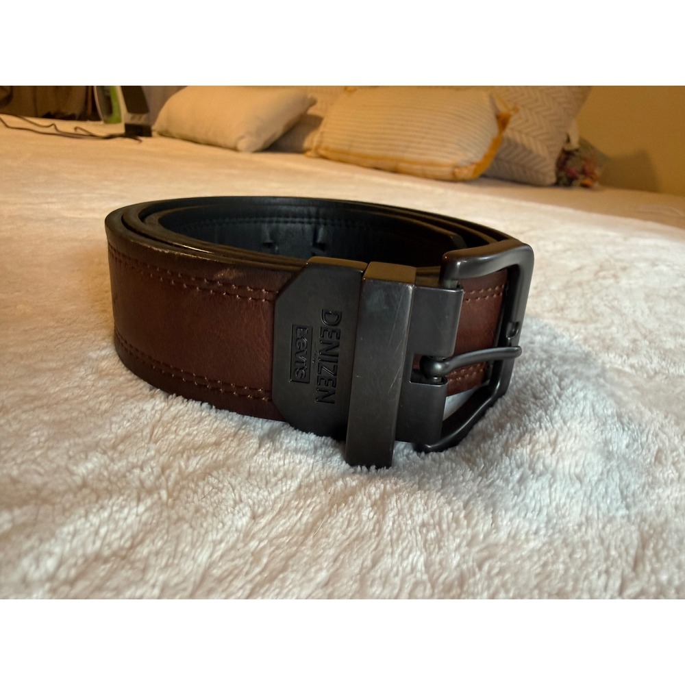 Denizen Levi's Mens Reversible Belt Brown Black Synthetic Leather Size L 36-40